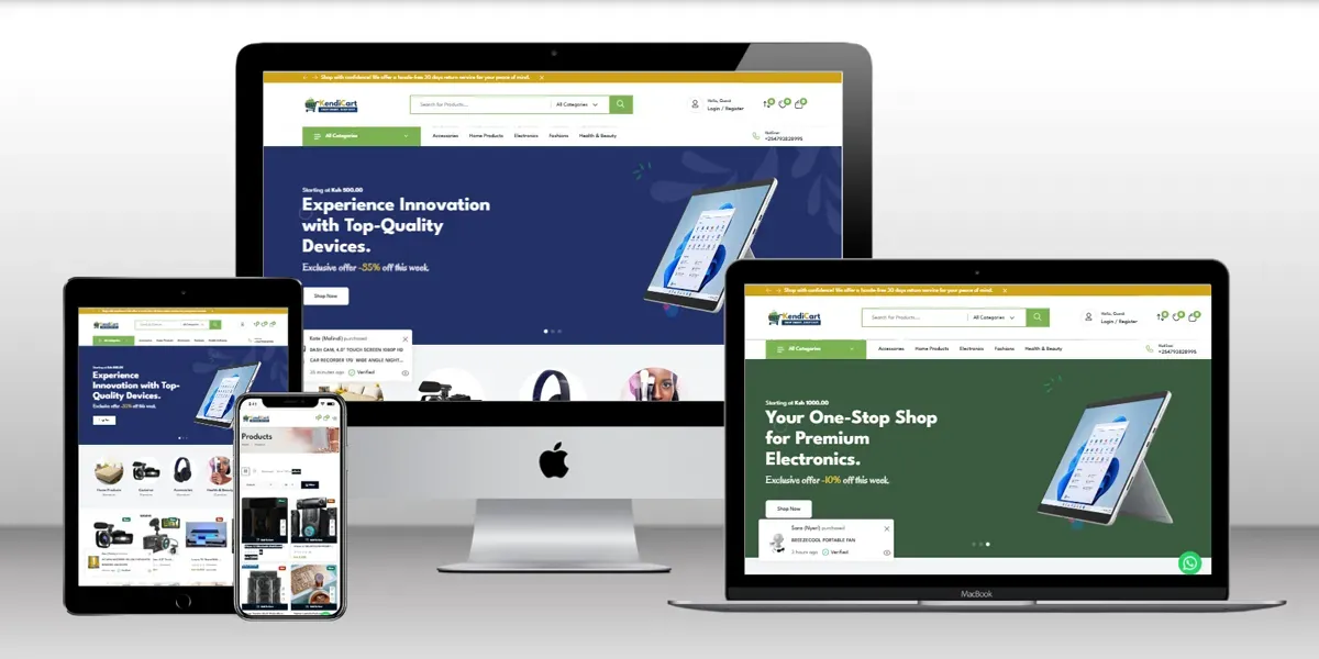 Kendrick Designs portfolio — Kendicart — web design