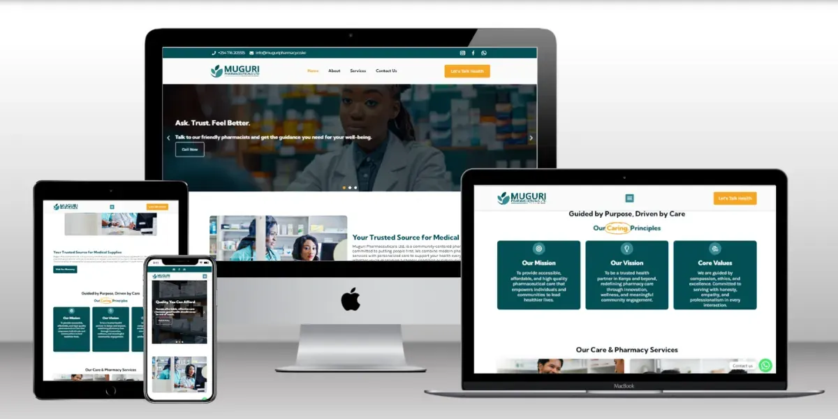 Kendrick Designs portfolio — Muguri Pharmaceuticals — web design